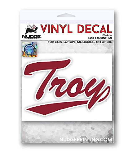 Image of Collegiate NCAA Car Decal Made from Premium Weatherproof Vinyl (Troy University Script)
