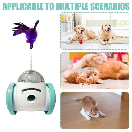 Juguete dispensador de comida zwxqe con pluma interactiva para perros y gatos pequeños 5