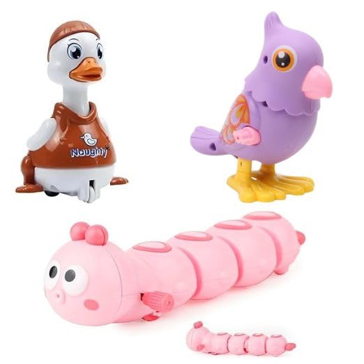 Image of acrown Cute Animal Toys for Kids Sensory Worm Animal Wind up Colorful Toy Insect Figurines for Boys and Girls Multicolor (All 3 pics)