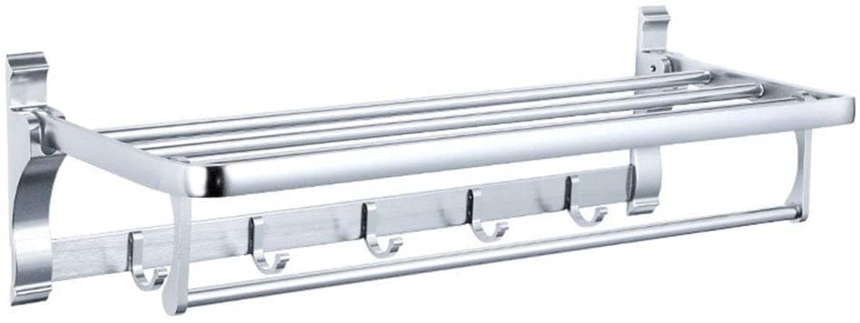 Porte-serviette pliable argent en aluminium pour optimiser la salle de bain du ménage