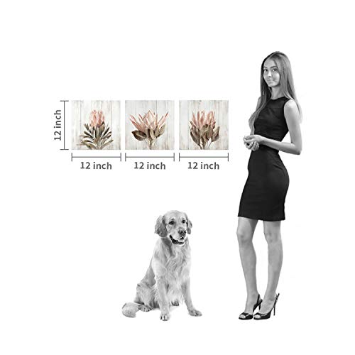 Floral Canvas Wall Art Print: Flower Bloom Picture Graphic Artwork Painting For Washrooms (12"X12"X3Pcs) #TOP5
