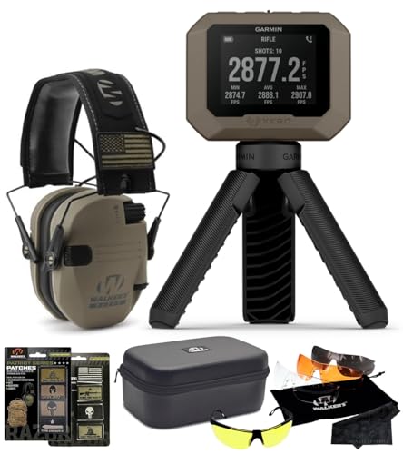 Garmin Xero C1 Pro Ballistic Chronograph w/Walker's Razor Slim Patriot Electronic Earmuff, Flat Dark Earth | Instant Precise Readings, Superior Hearing Protection | Signature Series Range Kit