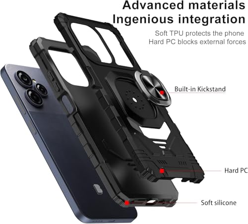 Coque BLU View Speed Ultra 5G Eaglecell antichoc avec anneau support noir - 2