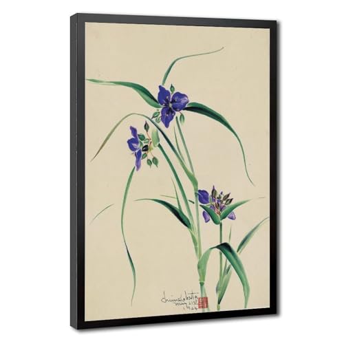 Fleurs d'araignée violettes impression toile Chiura Obata grand cadre suspendu