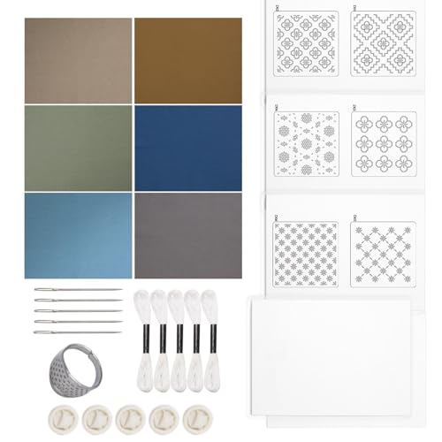 Kit de broderie pour débutant avec toile soluble eau et fils colorés