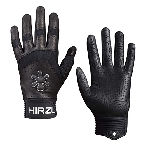 HIRZL GRIPPP FORCE FF – Batting Gloves | Baseball Softball | Adult Youth | Kangaroo Leather Palm for Ultimate Grip in Dry and Wet Conditions (Black, Large)