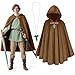 BSBUY Unisex Mittelalter Set mit Umhang und Gr&uuml;ne Blattkette Mittelalter Umhang mit Kapuze Renaissance Cloak Wikinger Kleidung Damen Cape Herren Gandalf Kost&uuml;m Halloween Costume Umhang Karneval(Braun)