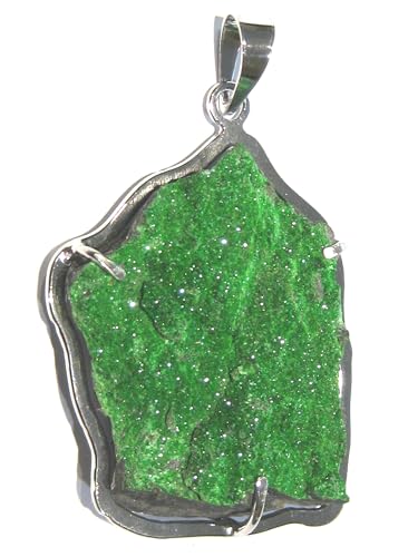 Pendentif Uvarovite vert et argent 925, une création d'exception