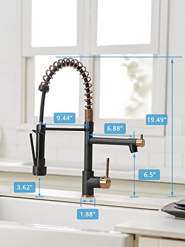 Black Kitchen Faucet,Matte Black Kitchen Faucet With Pull Down Sprayer Aimadi Commercial Single Handle Single Hole Rose Gold Kitchen Sink Faucets #TOP5