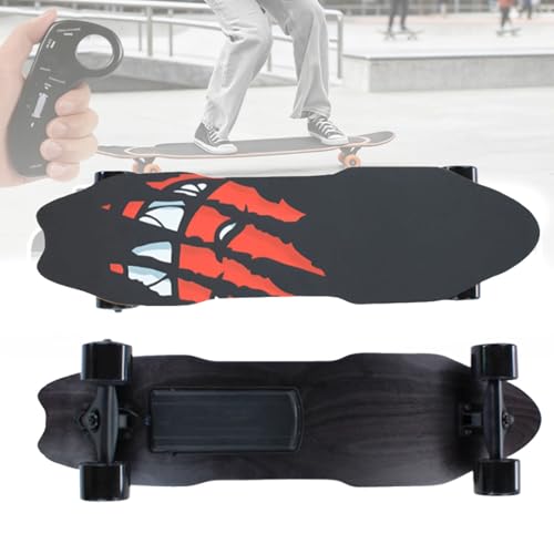 Elektrisches Skateboard mit Fernbedienung, wasserdichtes Longboard-Skateboard, 7-lagiges Ahornholz, 15 km Reichweite, 25 km/h Höchstgeschwindigkeit, für Anfänger und Erwachsene, ideal für Fahrten