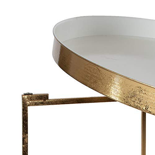 Kate And Laurel Celia Modern Glam Round Metal Coffee Table, 28.25" X 28.25" X 19", White And Gold Leaf, Chic Sophisticated Accent Table #TOP6