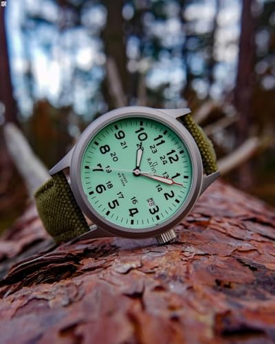 Image of RATIO Field Watch Sapphire Crystal Nylon Strap Easy Reader Casual Watch Japanese Quartz 100m Water Resistant Military Watch for Men