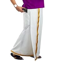 PRAKASAM COTTON -Mens welcro pocket dhoti/Jari border welcro pocket dhoti/Jumbo Size Readymade dhoti with pocket/pack of…