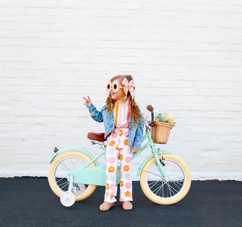 Miniatura 5 de Glerc 18 Pulgadas Niños Niñas Bicicleta Para 5 6 7 8 Años Niñas Retro Estilo Vintage Bicicletas Con Cesta De Ruedas De Entrenamiento Y Campana, Verde Menta