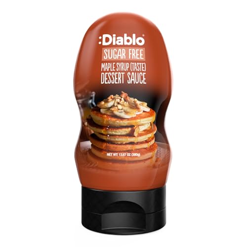 Diablo Ahornsirup ohne Zuckerzusatz Keto-freundlicher Dessertsirup glutenfrei kohlenhydratarm süßer Belag für Pfannkuchen Waffeln Eiscreme Kaffee Milchshakes Backwaren und Desserts 390 ml