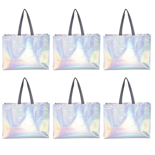 ELEOUTI 6 Bolsas de Embalaje No Tejidas Asas, Reutilizables Gran Capacidad para Picnic y Actividades al Aire Libre, Color Plata, Fáciles de Usar