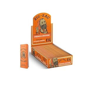 Zig-Zag Rolling Papers – 1 1/4 French Orange Rolling Papers – Natural Gum Arabic – 78 MM – 24 Booklets with 32 Papers per Booklet