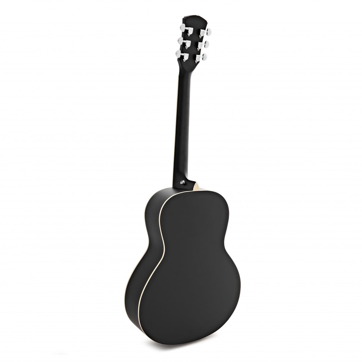 Chitarra acustica Parlour e pacchetto di accessori di Gear4music, nero | Corpo Compatto Ideale per Viaggiare, Tiglio per Toni Chiari ed Equilibrati, Borsa Corde Accordatore e Capotasto, Nero