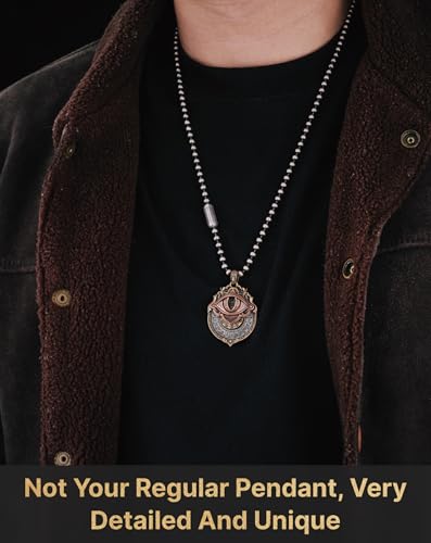 COPPERTIST.WU Tarot Vision Pendant - All-Seeing Eye Necklace, Tarot Card Symbol Pendant, Mystic Divination Jewelry, Spiritual Guidance, Fate Insights, Smooth Rotation (Brass & Copper & White Bronze)3