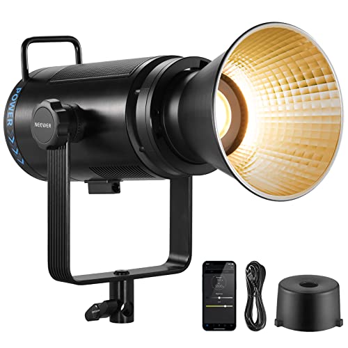 NEEWER CB200B 210W Luz Video LED 2,4G/App Control Iluminacion Video Continua COB Foco Lampara Bi Color Bowens Mount 90000Lux/1m 2700K-6500K CRI/TLCI 97+ 12 Efectos para Estudio Fotografia