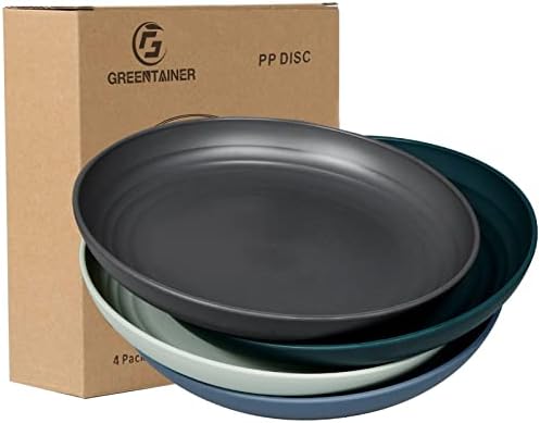 Greentainer Unbreakable Plastic Dinner Plates - Set of 4 Dessert Plates ,Microwave and Dishwasher Safe / Lightweight Plate for Kids, Children, Toddler & Adult - 7.8