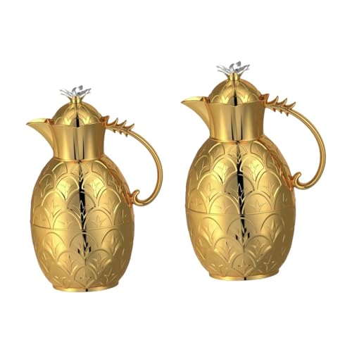 Generic Arabic Pineapple Shaped Coffee Carafes Warmers 0.6L 1.0L Water Jugs Portable Thermal Luxury Beverage for Party Hotel, Gold