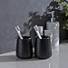Black Toothbrush Holder for Bathroom - Ceramic Tooth Brushing Holders, Toothpaste Holder, Reusable Toothbrush Mouthwash Cup, Space-Saving Design for Bathroom Countertop