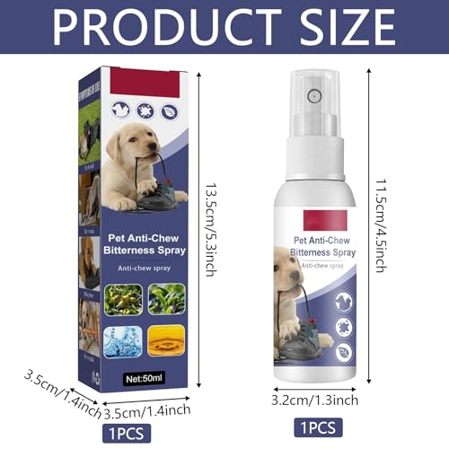 Mecctuck Anti Kau Spray Hund, Tierabwehrspray 50ml, Anti Kratz Spray Katzen, Anti Knabber Spray Hunde, Bitterspray Hund, Bitterstoffe Spray, Hält Hunde Wirksam vom Kauen ab Möbel, Kleidung und Schuhe