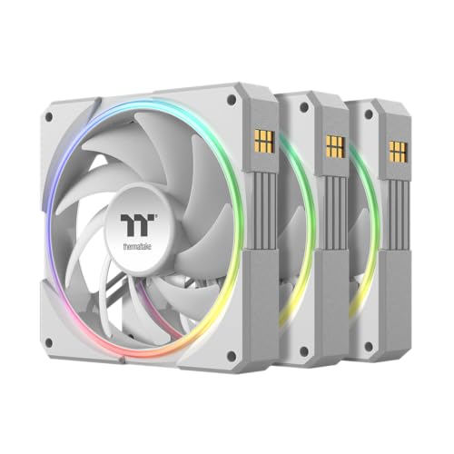 Image of Thermaltake TS140 EX RGB 140mm; Embedded Temperature Sensor; PWM 500~2000 RPM; MagForce 2.0; Airflow 93.35 CFM; Hydraulic Bearing; TT RGB Plus 3.0; Controller Included; 3-Pack; White; CL-F209-PL14SW-A