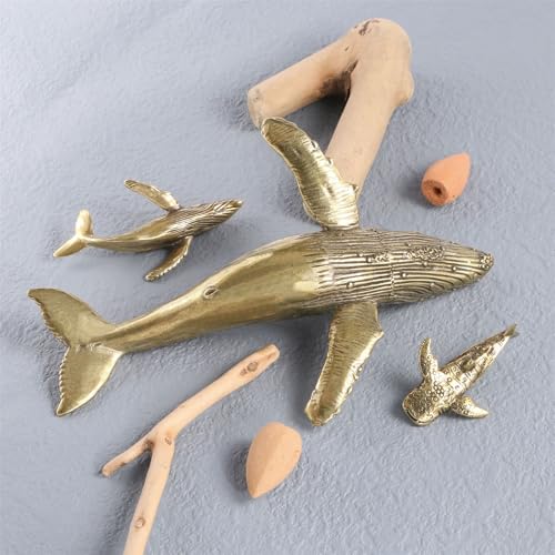 Figurines de baleine ordinarYone en laiton rétro, objets décoratifs d'intérieur