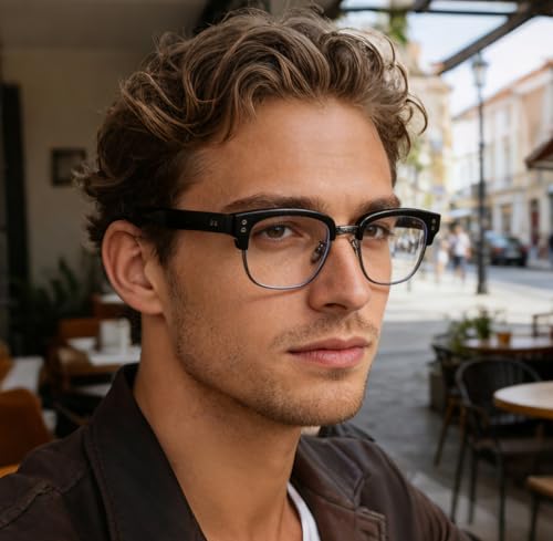 Image of Gtand Vintage Retro Rectangle TR90 Frame Sunglasses For Men Women Fashion Semi-Rimless Metal Sun Glasses Eyewear
