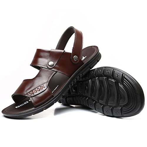 Men's Beach Sandals, Men's Leather Sport Sandal, Open Toes Sandals Casual Elastic Beach Slippers for Summer2