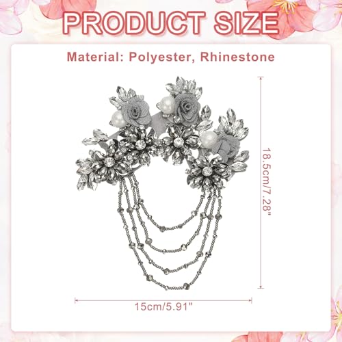 Appliques fleurs en strass gris argenté 3D PATIKIL pour couture