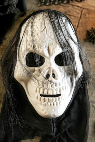 Cadılar Bayramı Halloween Maske İskelet Kuru Kafa Tüllü Siyah Beyaz