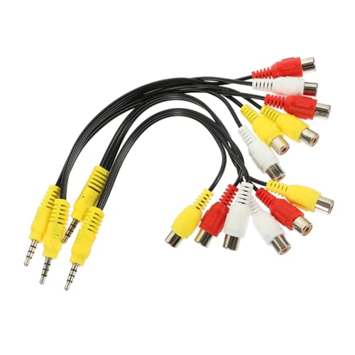 WATIIFUFU 4pcs 3.5mm to 3-Way Composite Female Audio Adapter Cable Splitter Cord for Tv Set-top Box Stereo Audio Connection Household Electronics