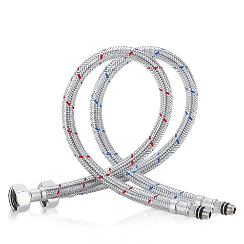 FHBHJNATC 2 Piezas Manguera Grifo Cocina, Latiguillos de Fontanería, Manguera para Grifo Cocina, Manguera Blindada, para Grifos de Cocina, Baño, Calentadores de Agua, Etc