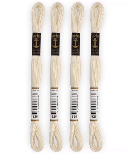  Anchor - Set di 4 matasse Stranded Cotton Mouliné  100% cotone  Filo da ricamo, punto croce, tela  colore ecru Rif 4635000-4EA_00926