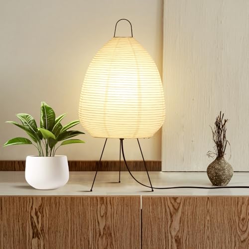 Paper Lamp, Akari Noguchi Lamp, Rice Paper Lampshade for Bedside or Desk, Japanese Lantern Decor with Warm and Cozy Ambiance for Any Room