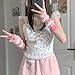 yueton Y2K Sweet Pink Arm Cover Cute Knitted Arm Sleeves Warmer Fingerless Gloves Fashion Clothing Accessories for Party Prom Cosplay