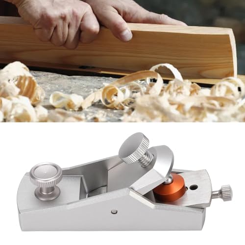 Mini Wood Planer Portable Aluminum Alloy Hand Planer for Woodworking Flat Plane Bottom Edge Wood Trimming with VG10 Steel Adjustable Cutting Depth