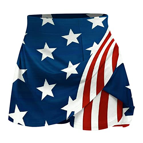 Swimming Shorts For Women High Waist Women Independence Day Shorts Cheerleading Skorts Usa Flag Stars Stripes Skorts July 4Th Shorts Summer Beach Lightweight Dark Blue L #TOP6