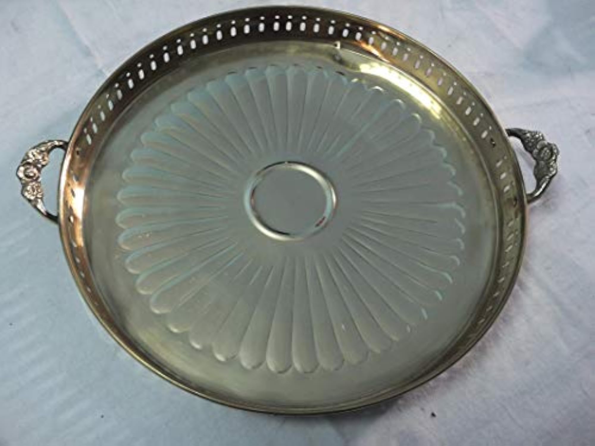 Brass Decorative Hand Made Pooja Plate, 12 Inch