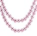Wiipu Flapper Long Faux Pearl Glass Bead 58" Single Strand Necklace (hot pink)