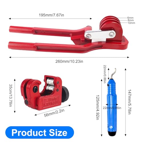 Miniatura 2 de Dobladora De Tubos De 6 8 10 Mm, Puede Doblar Con Precisión En Ángulos De 0 45 90 135 180 , Con Cortador De Tubos Y Herramienta Desbarbadora, Para Tubos De Cobre Y Tubos De Aluminio Rojo