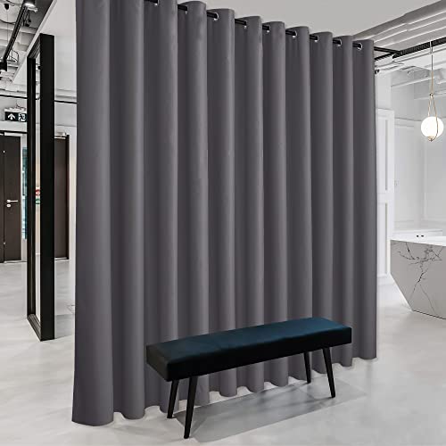 Image of RYB HOME Extra Wide Curtains for Divider for Room Separation Soundproof Temporary Door Curtains for Bedroom Closet Office Home Theatre Garage Living Room Privacy Drop Cloth, W 20 x T 7.5 ft, Grey