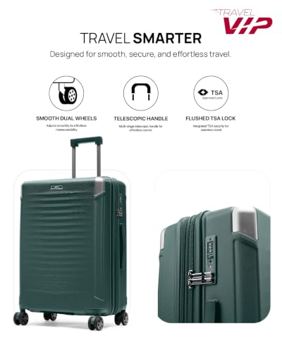 Image of VIP Shockedge Large Polycarbonate Hard Case 8-Wheel Trolley Bag, Green