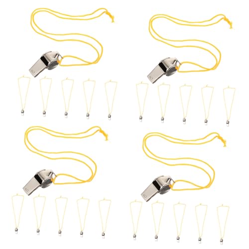 Silbatos de seguridad de acero inoxidable 24pcs con cordón miniatura 1