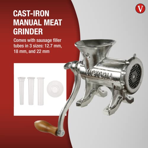 Victoria Cast-Iron Meat Grinder With A Table Fixed Mount, Manual Sausage Grinder And Meat Mincer, Number 12, Made In Colombia #TOP4