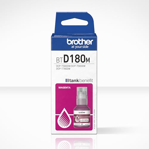 Brother BTD180M - Botella de Tinta Magenta, Original, para impresoras DCPT580DW, DCPT583DW yDCPT780DW. Duración Estimada: hasta 5.000 páginas