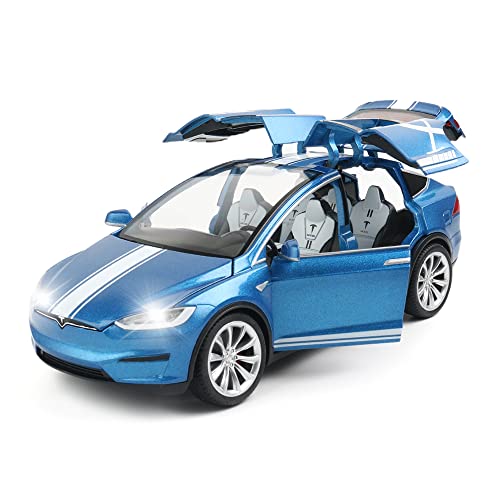 1/24 Scale Diecast Model X Toy Car, Alloy Casting Pull Back Collectible Car Vehicles With Sound And Light, Eagle Wing Door, Big Model X Car Model Toy For Kids Adults Gift (Blue) #TOP1